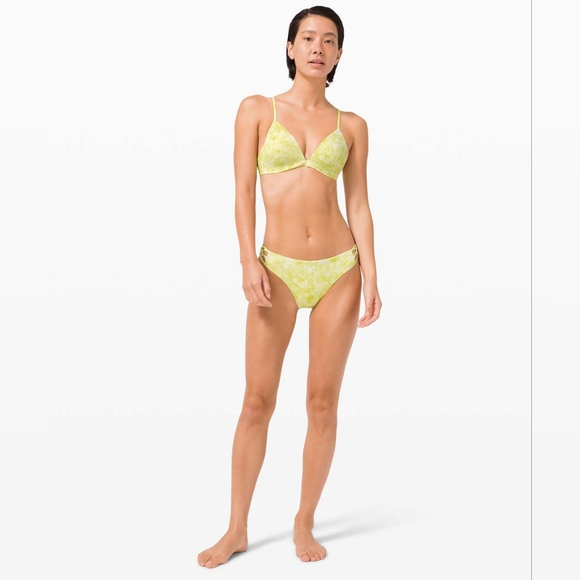 Lululemon Deep Sea Swim Bikini Top Size 4 Dappled Blossom Yellow Multi - Picture 2 of 16
